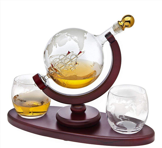 Whiskey Decanter Globe Set with 2