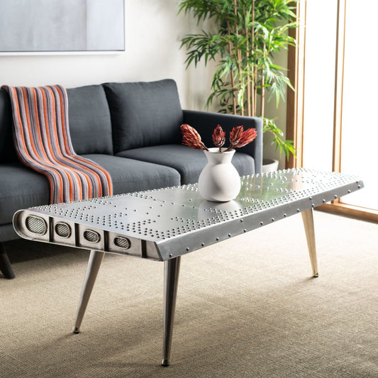 Aviator silver industrial coffee table